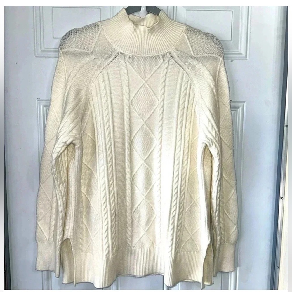 PHILOSOPHY Cream Cable Knit Pull Over Tunic Sweater Size Medium